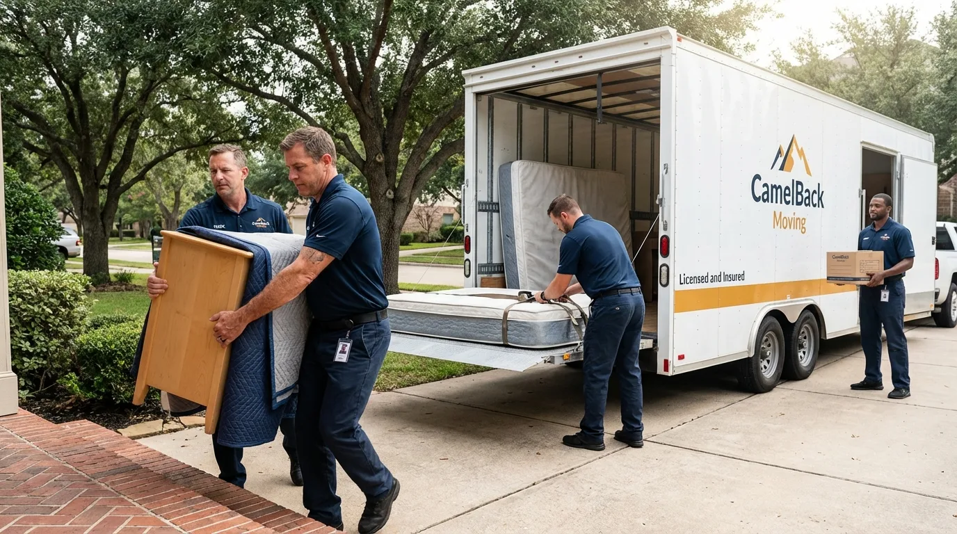 Crew loading residential truck for cross-state move from Prospect Park, PA