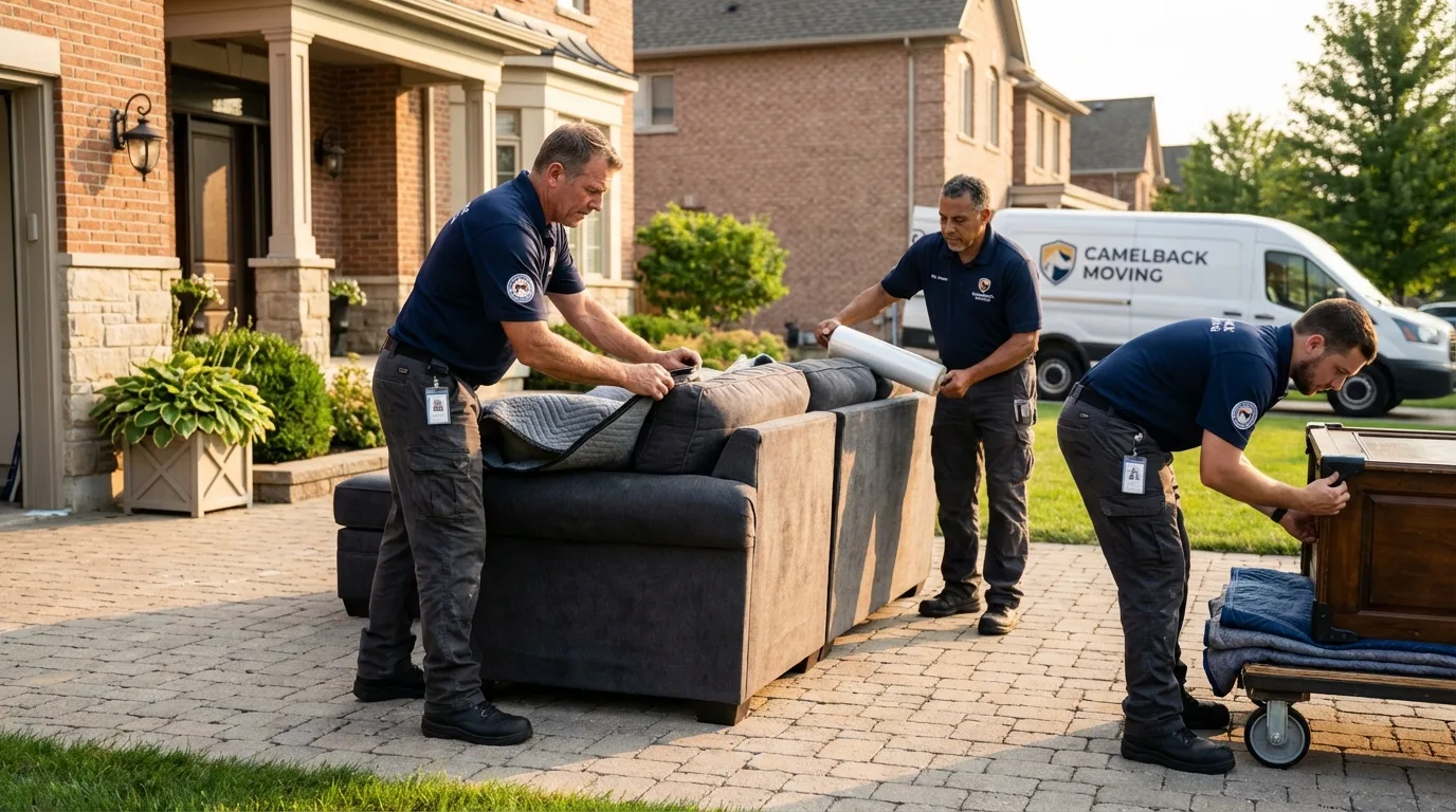 Large estate moving crew wrapping furniture in Prospect Park, PA
