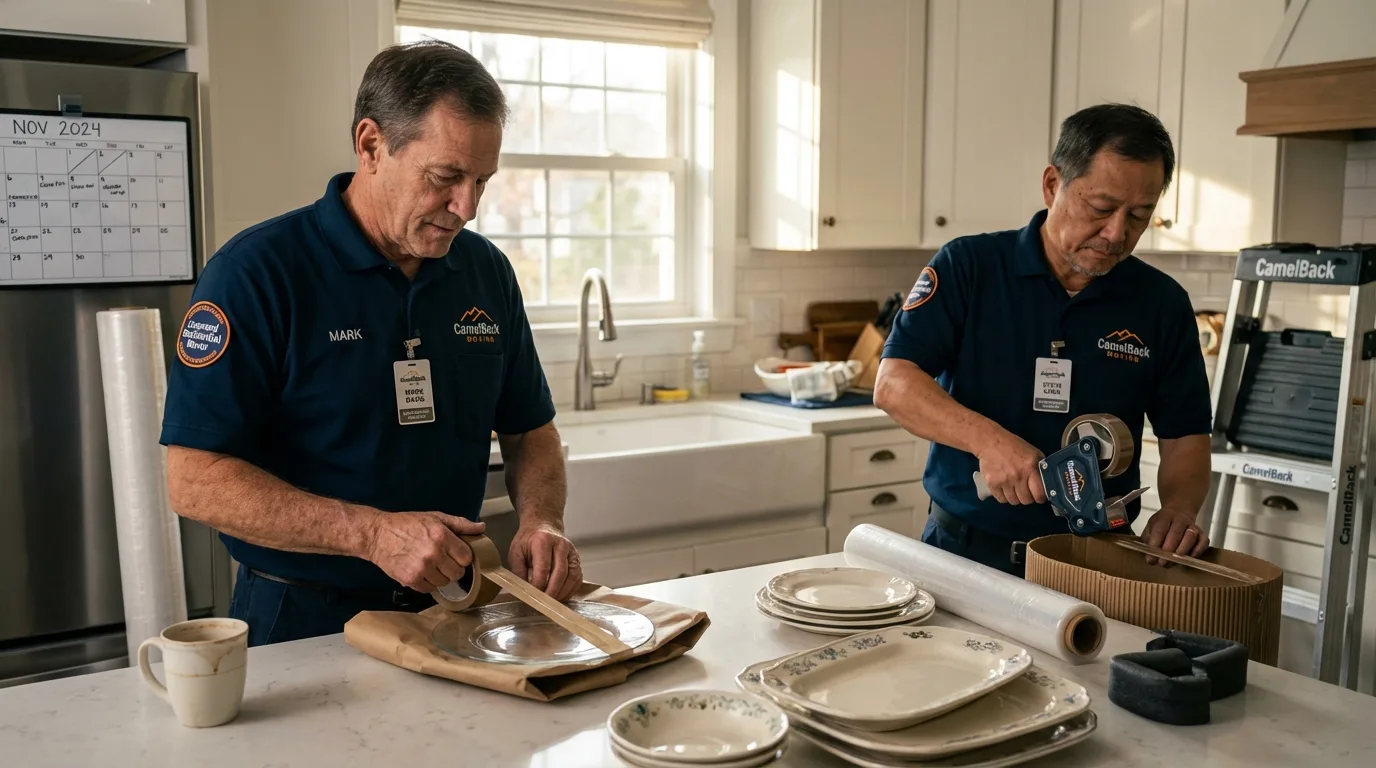 Professional crew packing kitchen dishware in Prospect Park, PA